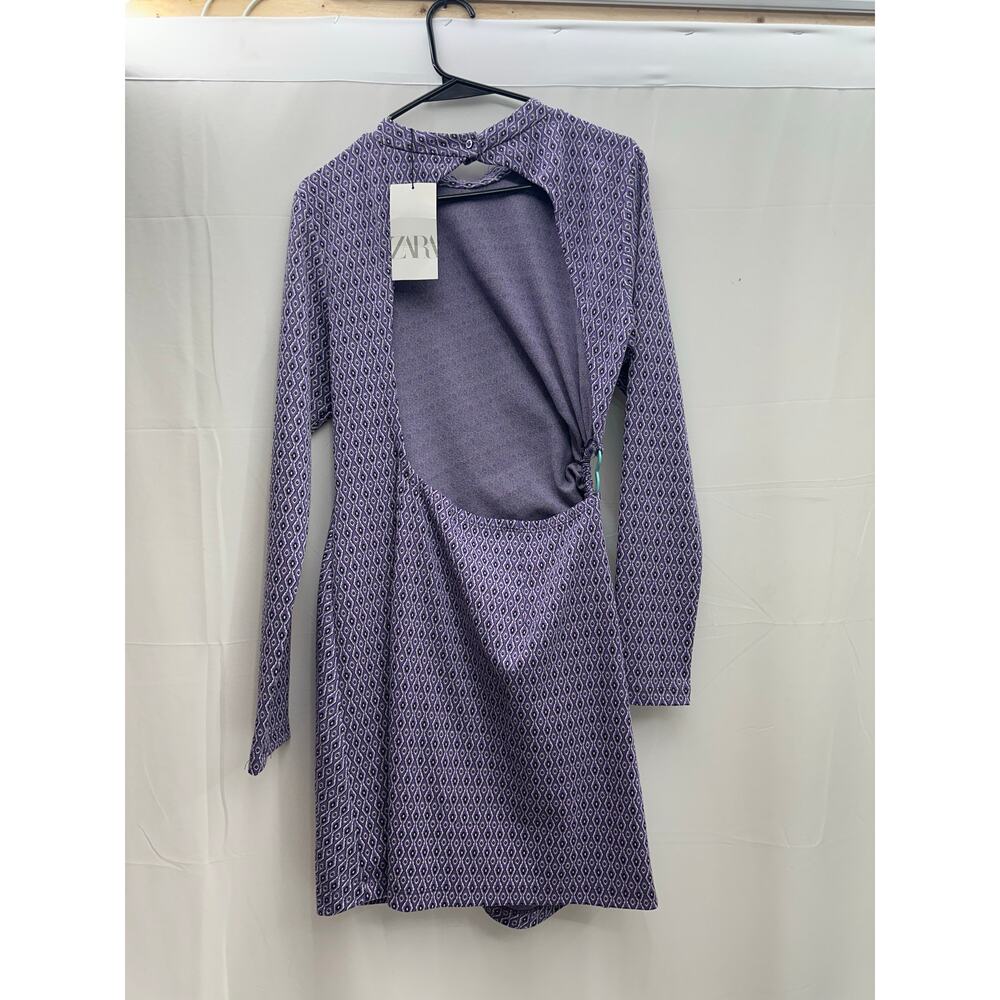 Zara Purple Geometric Midi Dress - Picture 4 of 5